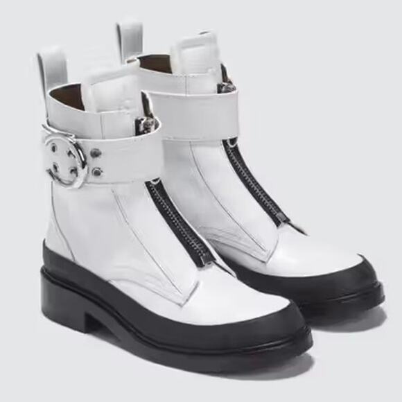 Chloé Roy Ankle Boots White Calfskin Leather Size 38 / US 7.5 - Picture 2 of 8
